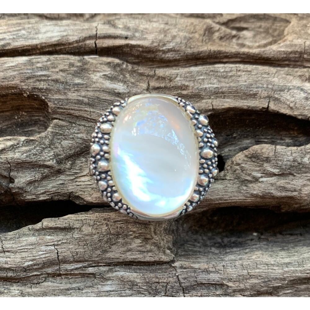 Michael Dawkins Sterling Silver and Mother of Pearl Starry Night Ring, Size 6